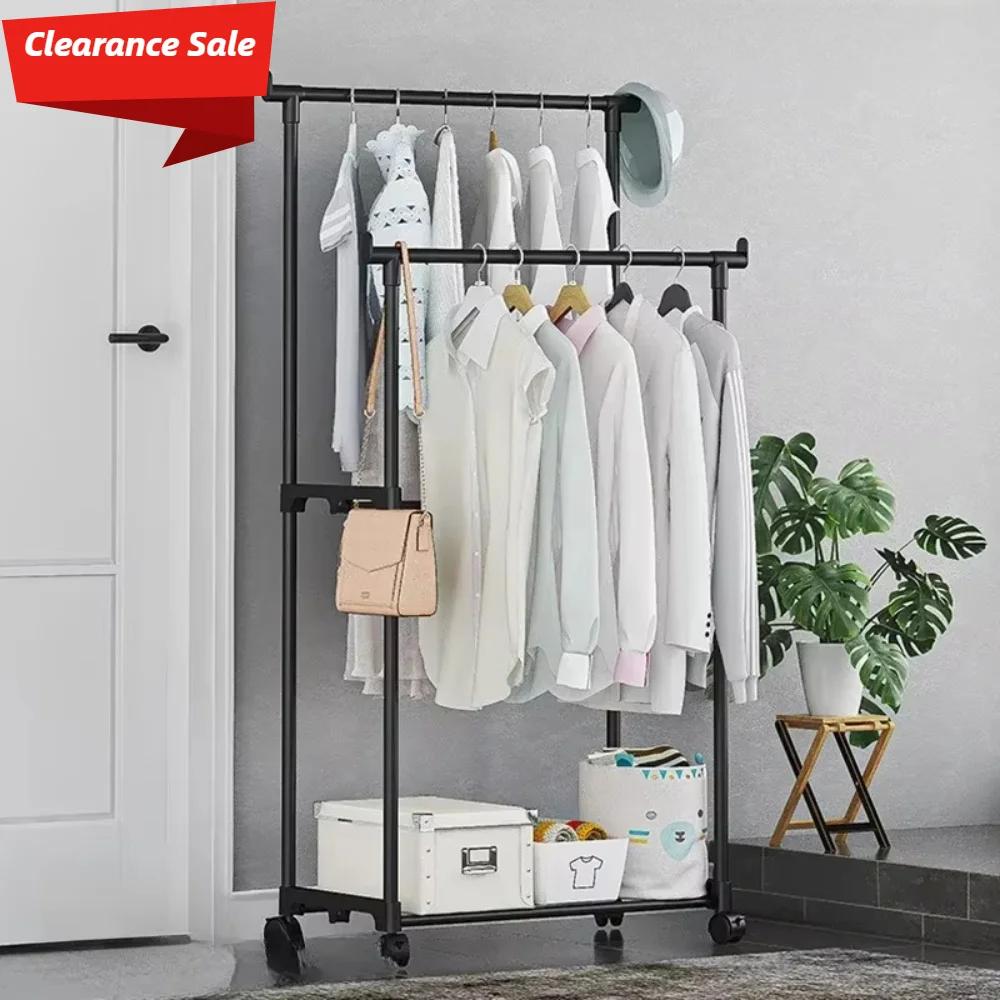 Porte-vêtements sur pied porte-manteau multifonctionnel Portable avec roues cintre sans assemblage p