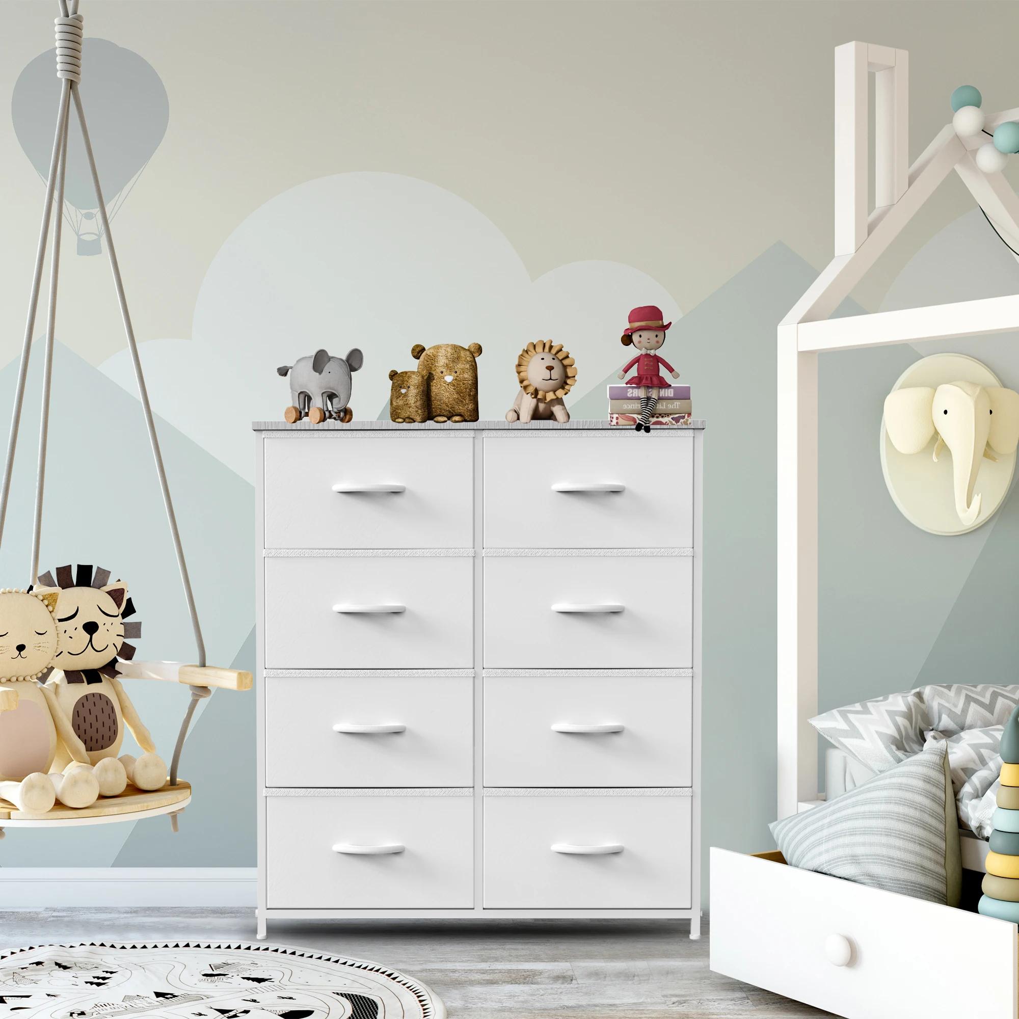 JIAN-Armoire de Rangement pour Chambre d'Enfant, 8 Tiroirs de Proximité en Tissu, Cadre en Acier, Pl