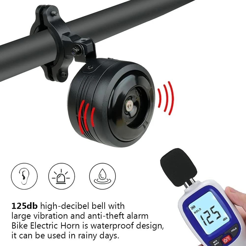 125db USB rechargé vélo cloche électrique moto Scooter vélo électrique klaxon sûr antivol alarme clo