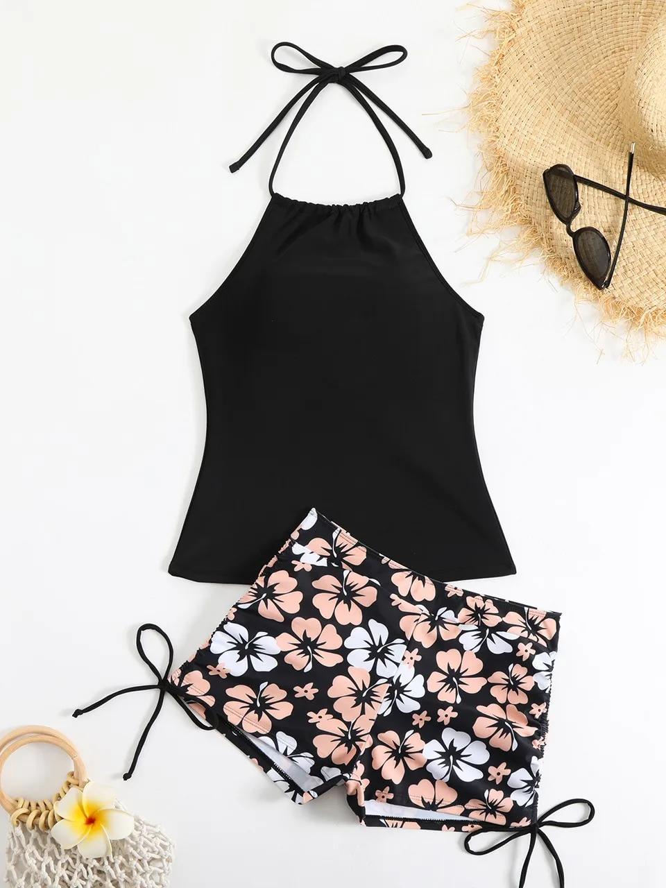 Licou cou Tankini 2026 femmes imprimé maillot de bain été maillots de bain cordon côté maillots de b
