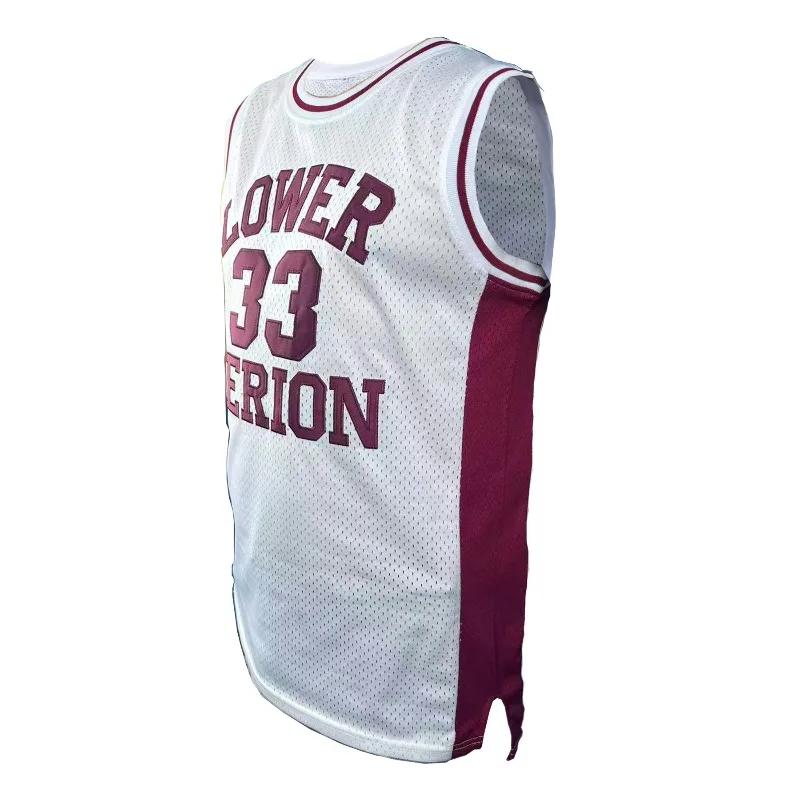 Hommes # 33 Maillot de basket brodé - Polyester respirant, haut de sport sans manches à col rond pou