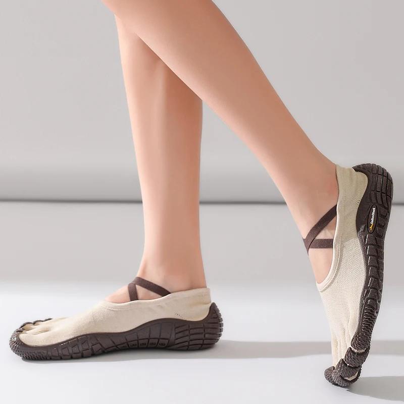 Chaussures pieds nus à cinq doigts pour femmes, baskets séparées à bout en tricot à bretelles croisé