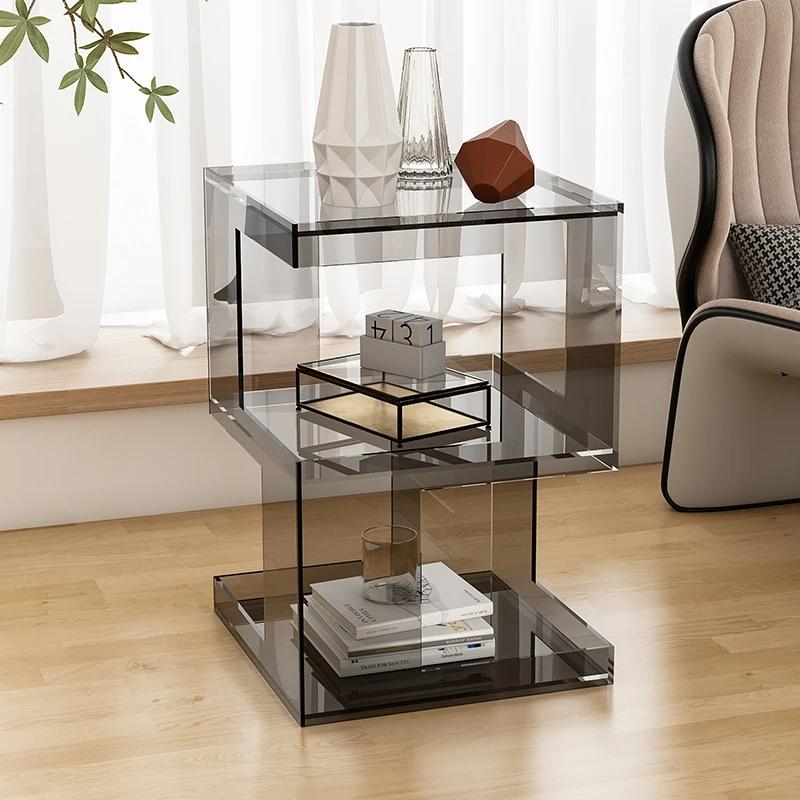 Table d'appoint de canapé en acrylique minimaliste, organisateur d'angle créatif, support de rangeme