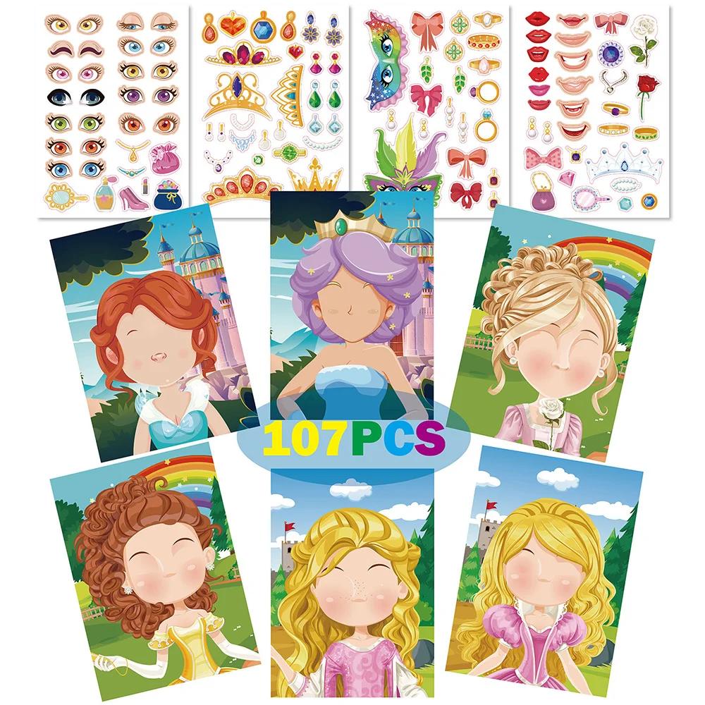 Faire un visage bricolage Animal princesse dinosaure Puzzle autocollants enfants jeux de Puzzle drôl