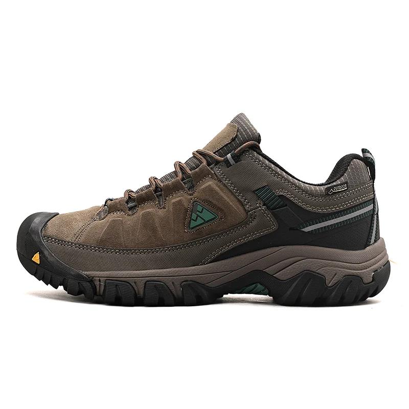 HIKEUP-Chaussures de randonnée en cuir durable pour hommes, baskets de marche en plein air, semelle