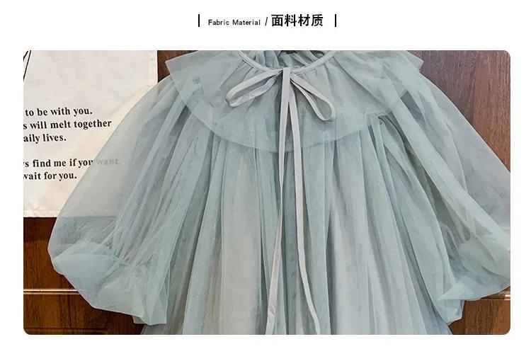 Robe en Tulle de couleur unie pour petites filles, décolleté à volants, nœud papillon au dos, manche