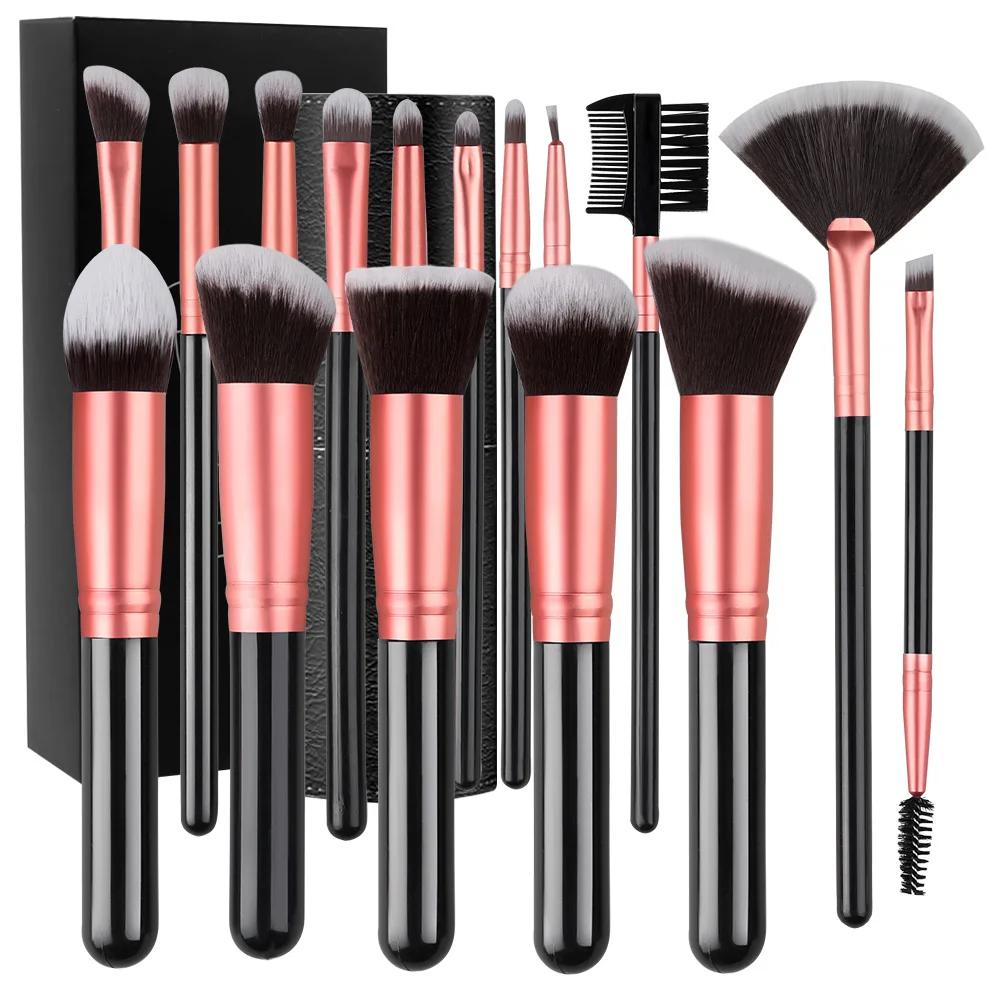 Ensemble professionnel de pinceaux de maquillage 14/16 pièces, doux et moelleux, pour fard à paupièr