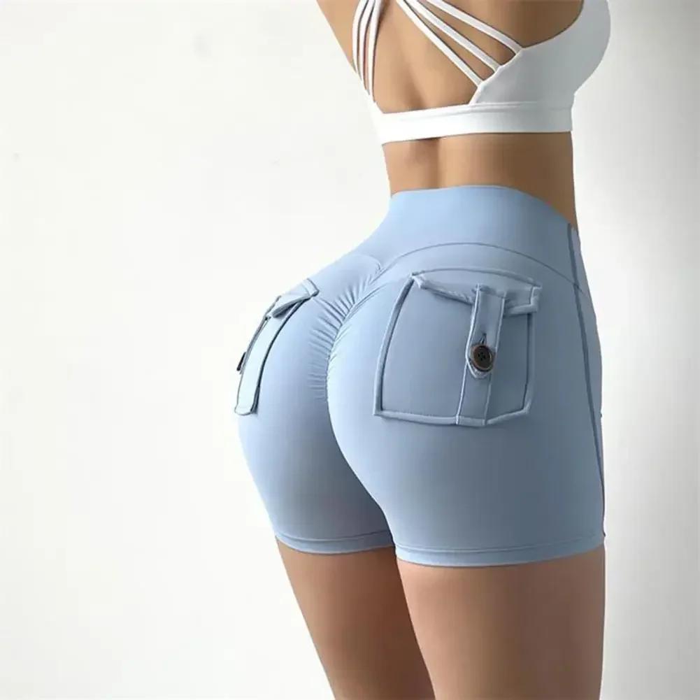 Pantalon cargo trois-quarts pour femme, poche sèche à l'air, levage serré des hanches, short de yoga