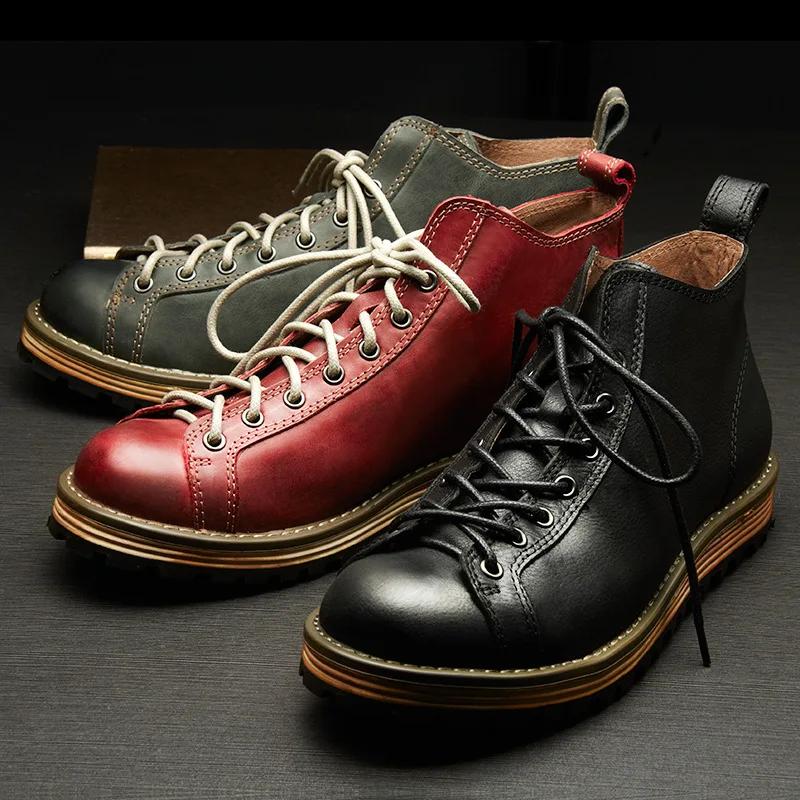 Chaussures en cuir véritable Outdoor Trekking Riding Combat Fitness Top Layer Cowhide Round Head Wal