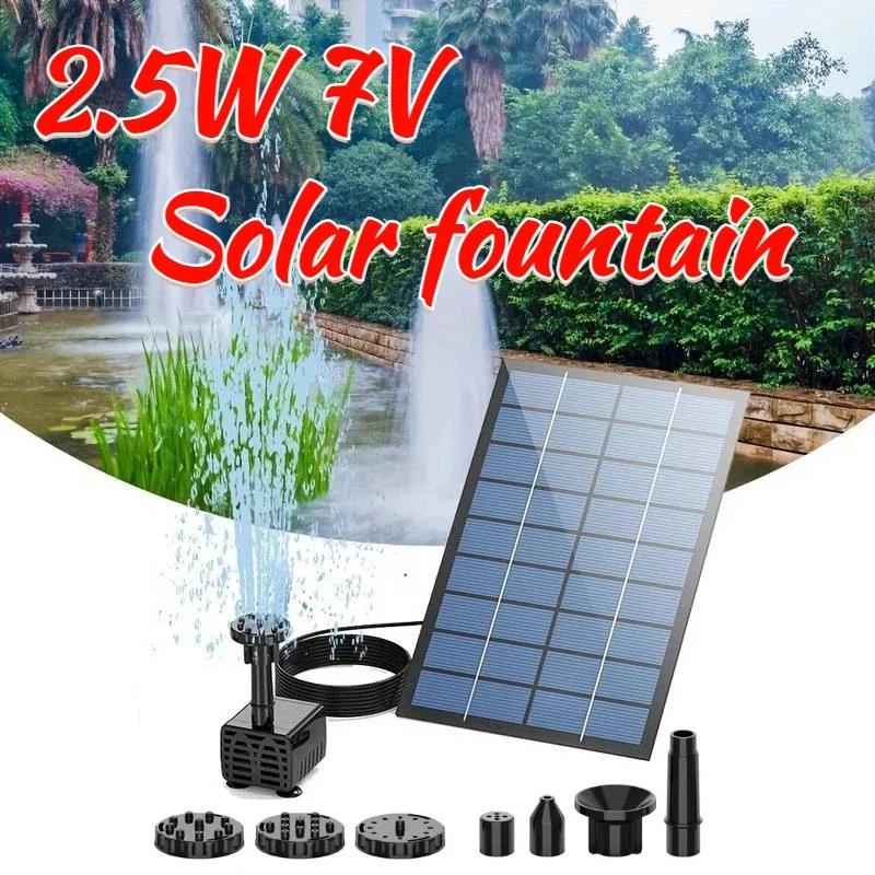 Fontaine solaire 2,5 W, conception divisée avec 6 fontaines et tuyaux d'eau de 4 pieds pour décorati