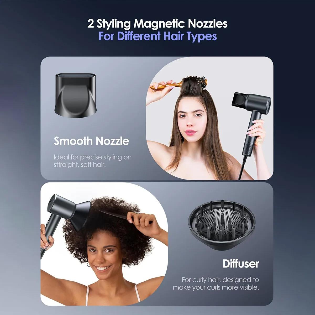 Sèche-cheveux électrique à ions négatifs sans balais, sèche-cheveux de salon, vent super injuste, fa