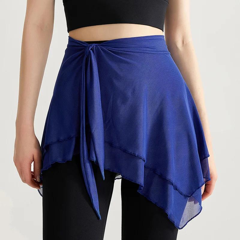 Jupe de ballet asymétrique en maille pour femme, jupe ronde, jupe de danse sur écharpe, tutu de docu
