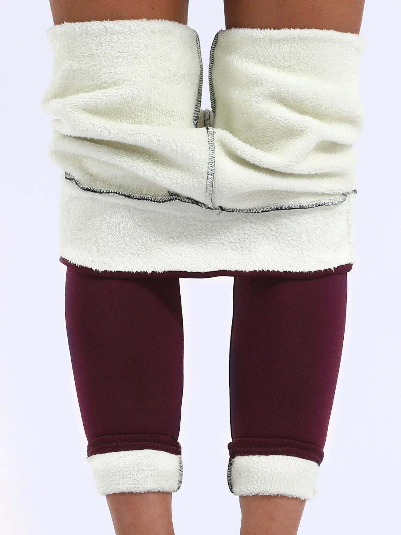 Velours hiver Leggins femmes couleur unie pantalon épais chaud velours taille haute couleur unie ext