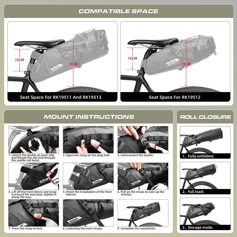 Bal inowalk-Sac de dégager de vélo étanche, rangement de grande capacité, sac arrière arrière, sacoc