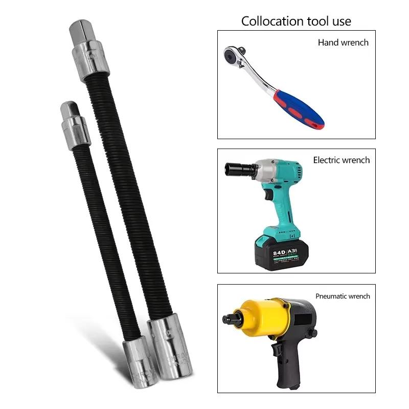 Clé électrique adaptateur élastique, arbre souple universel, clé à cliquet rapide, tige d'extension