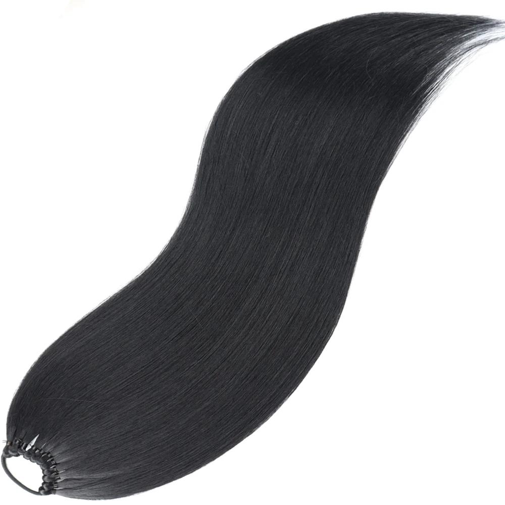 Extensions de queue de cheval synthétiques noires tressées naturelles, postiche longue et lisse avec