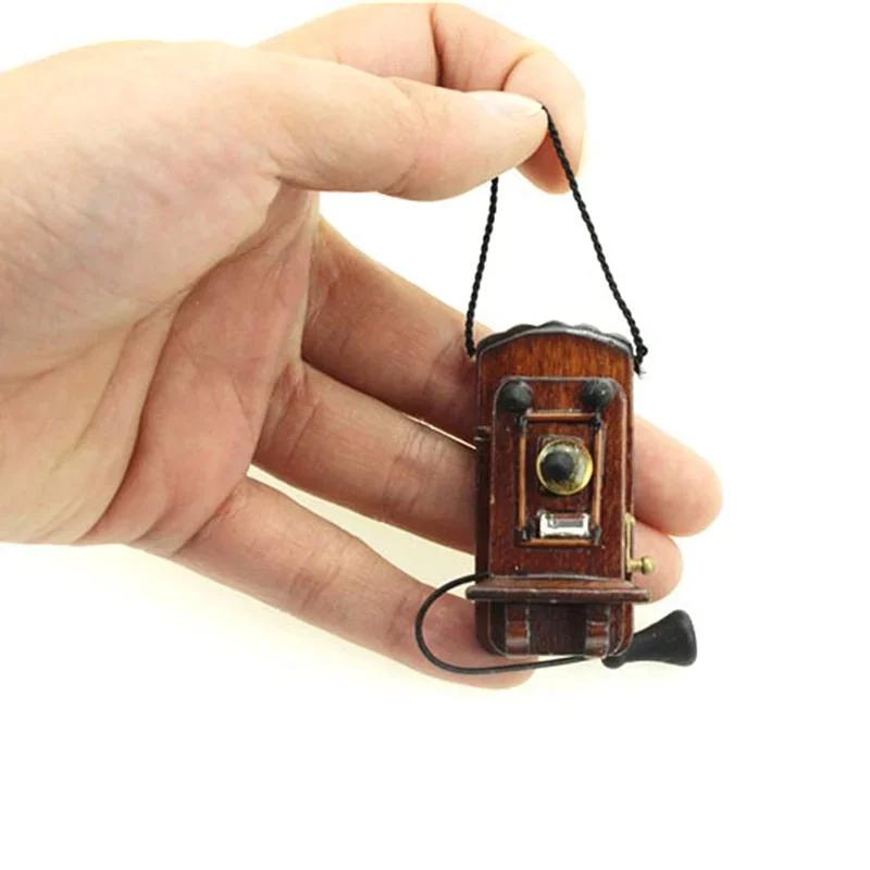 1:12 maison de poupée Miniature Antique montage mural téléphone Style Vintage salon chambre cuisine