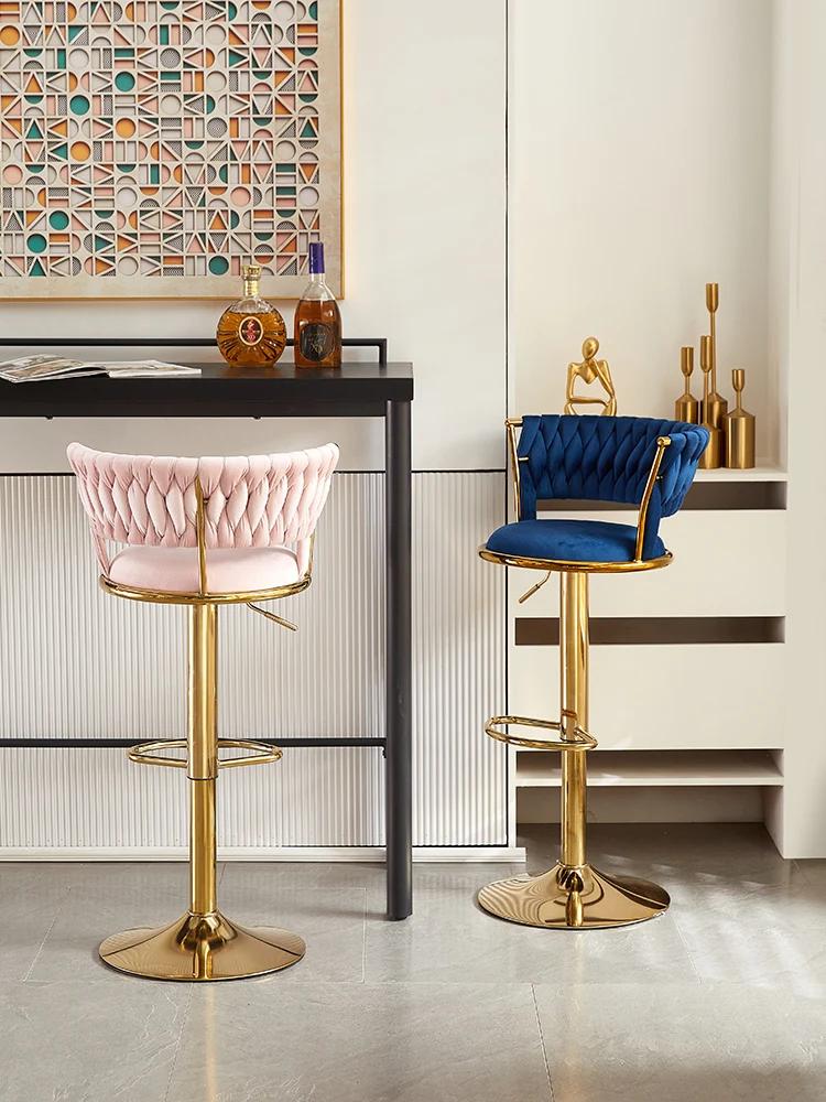Chaise de bar pivotante et réglable en hauteur, tabouret haut, mobilier nordique, dossier, tabouret