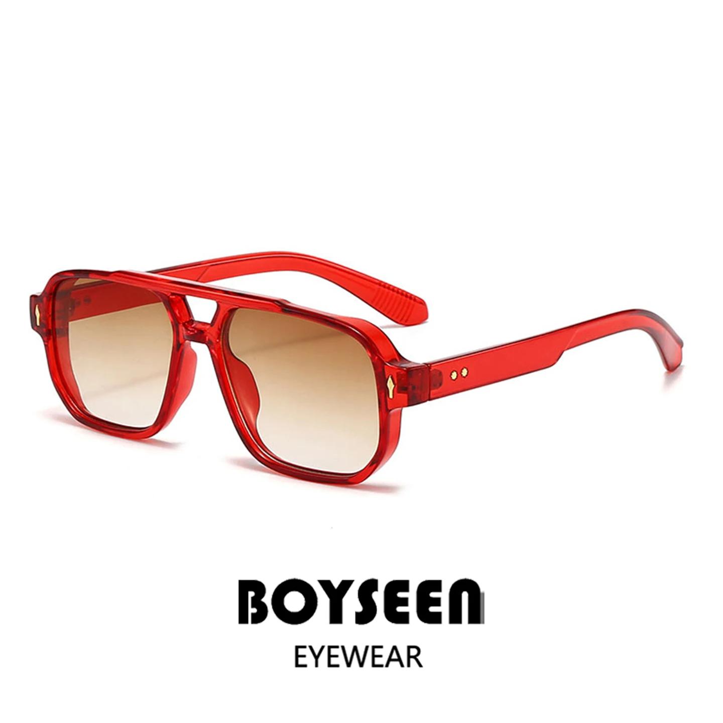 BOYSEEN Lunettes de soleil carrées en écaille de tortue pour hommes Style Preppy Lunettes à monture