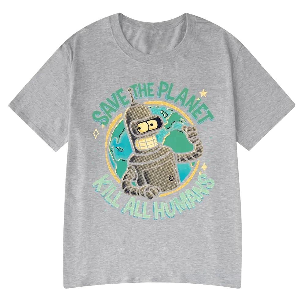 Drôle sauver la planète tuer tous les humains Robot impression graphique T-shirt femmes mode été à m
