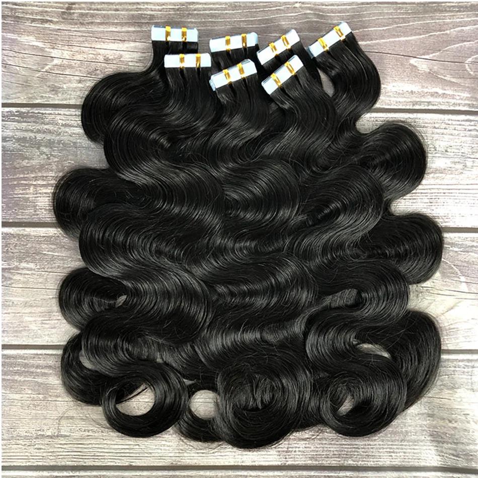 Extensions de cheveux humains Body Wave, vrais cheveux humains, bande dans les cheveux, 100% cheveux