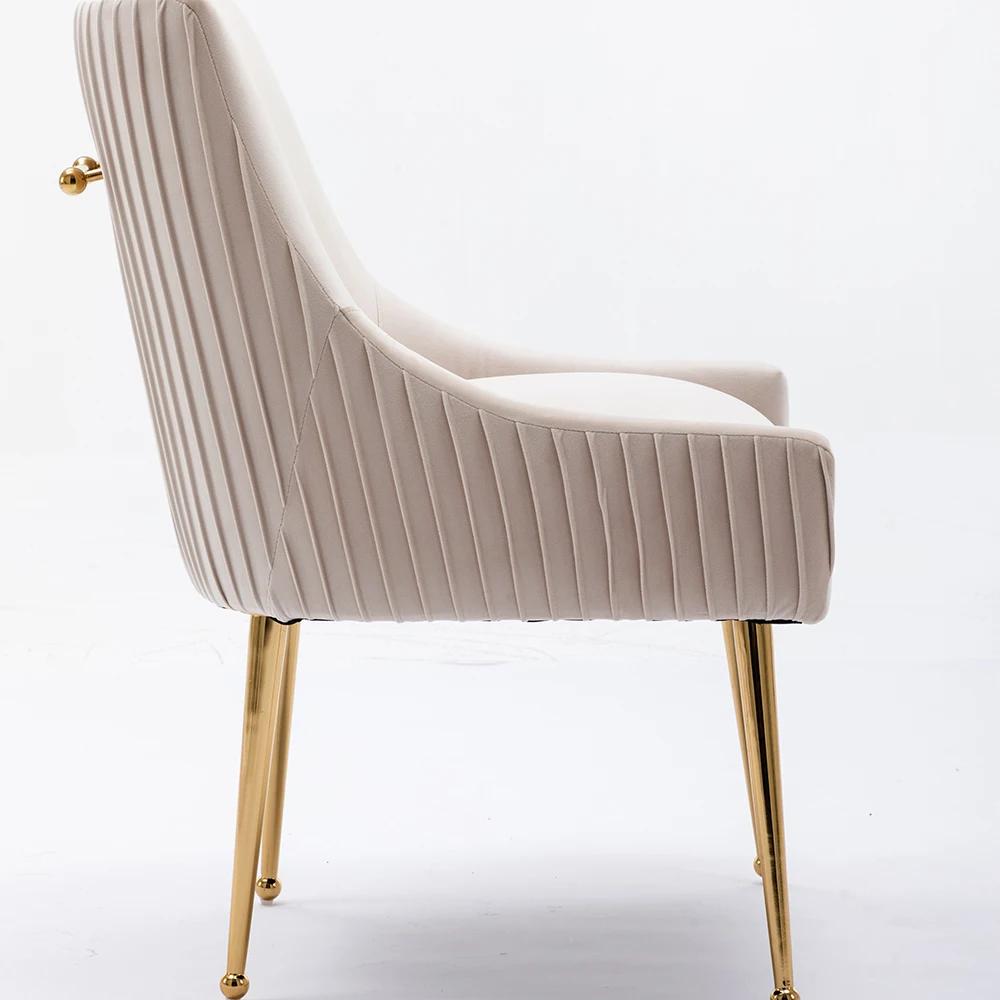 SEYNAR-Ensemble de 4 chaises de salle à manger ou de vanité en velours plissé, avec poignée arrière