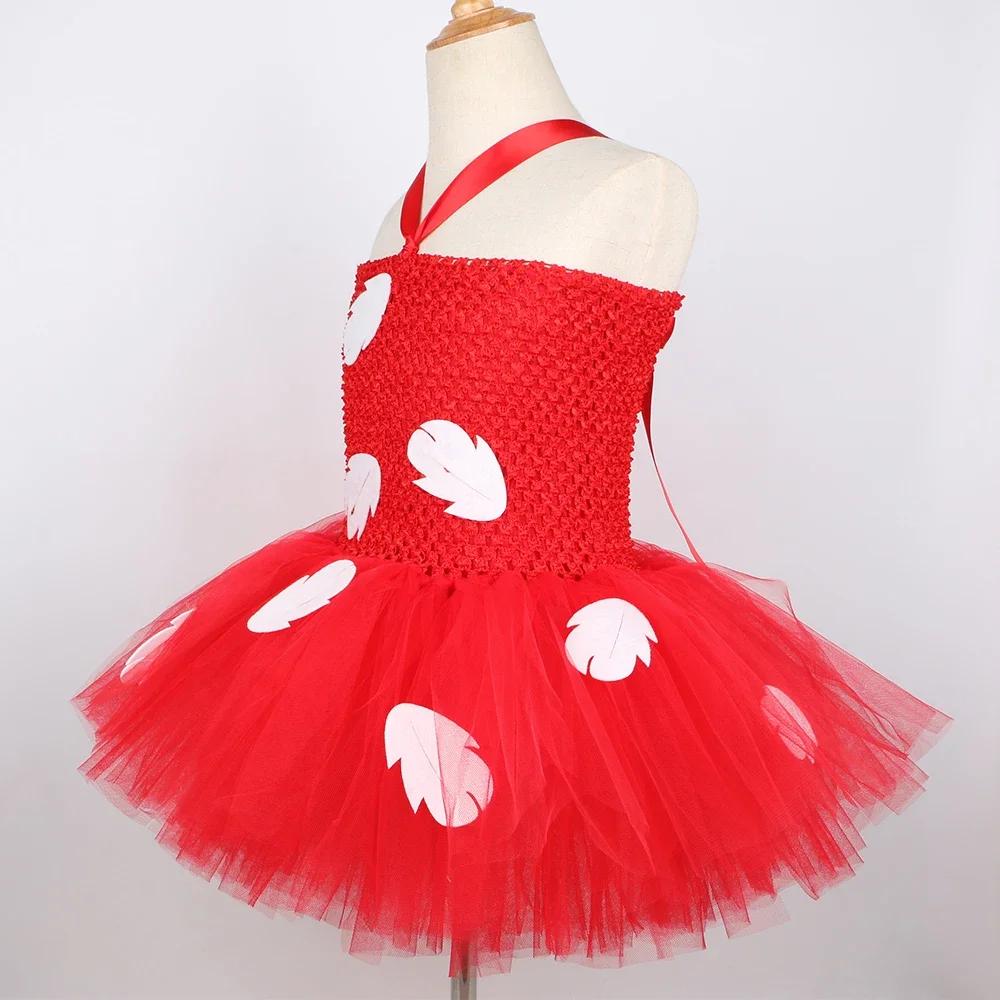 Lilo robe de princesse Costume pour filles rouge feuille tropicale robe Tutu hawaïenne tenue bébé en