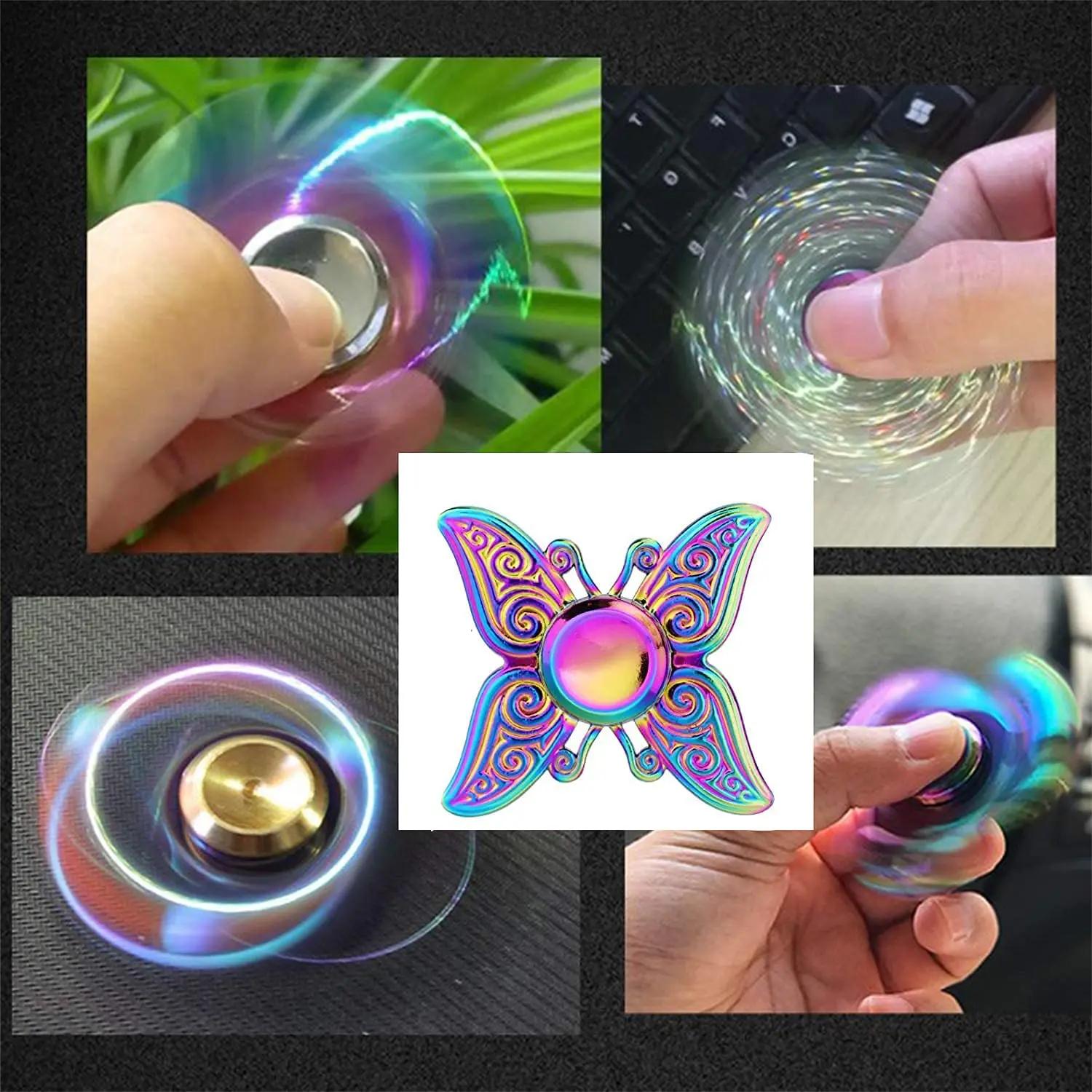 Jouets Fidget Spinner en métal arc-en-ciel, roulement en acier inoxydable, soulagement du Stress à g