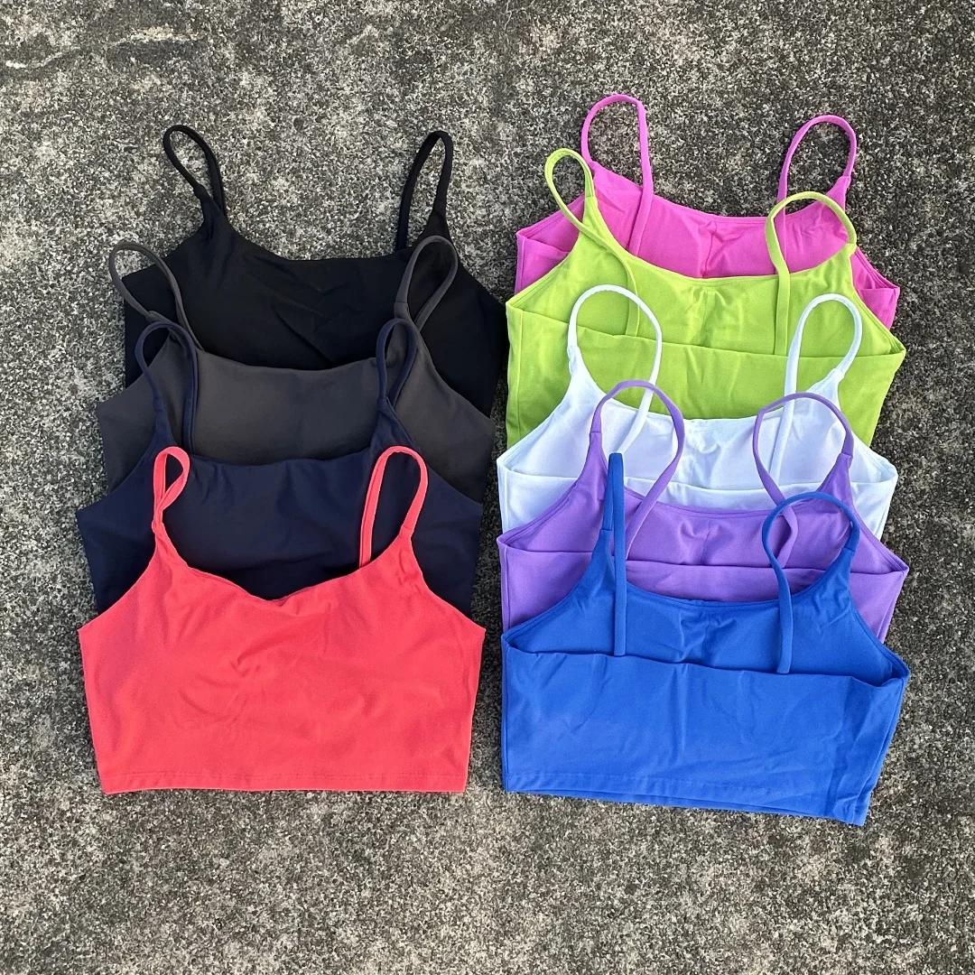 Soutien-gorge de sport pour femmes, couleur unie, Fitness, haut de gymnastique, Yoga, triangle, dos