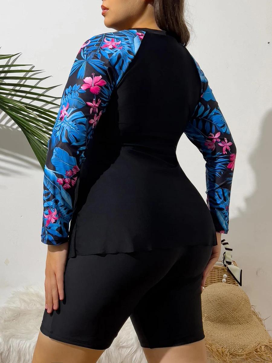 Maillot de bain 2 pièces grande taille manches longues femme - Tenue surf plage 2026