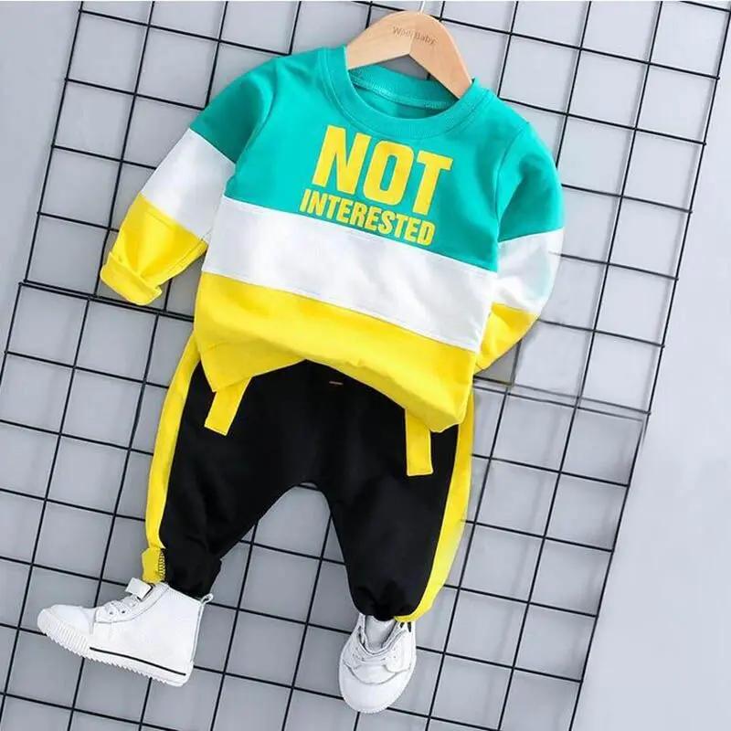 Survêtement de printemps pour tout-petits, sweat-shirt et pantalon ours de dessin animé, vêtements d