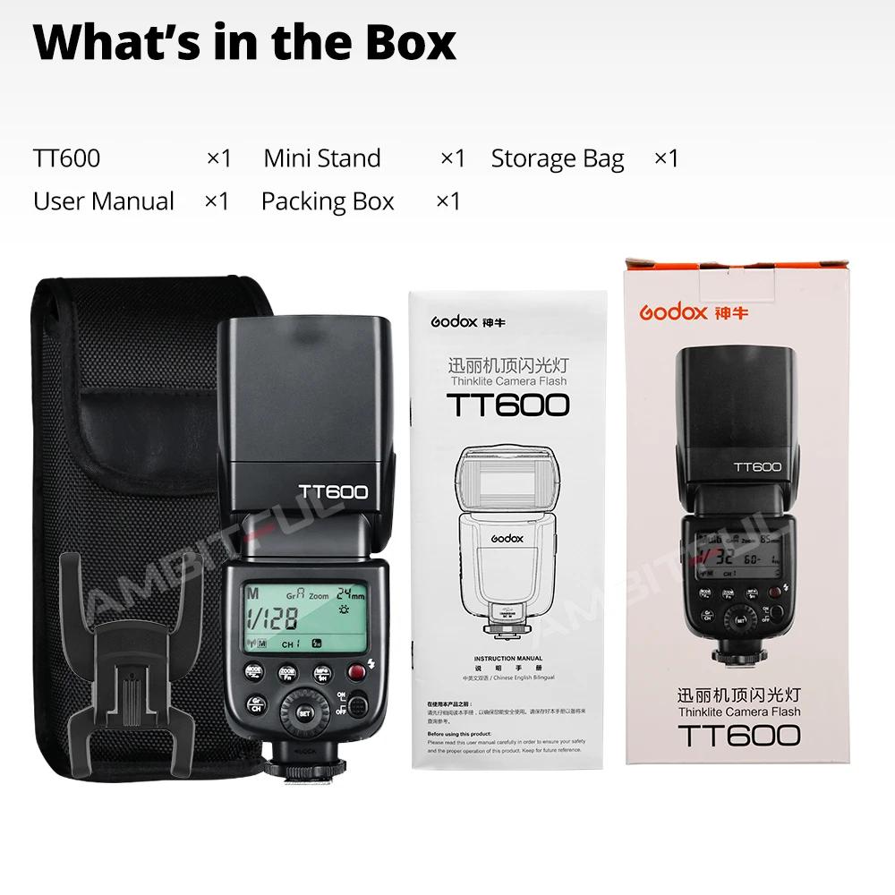 Flash Godox TT600 2.4G sans fil X-system GN60 Master/Slave pour appareils photo Canon, Nikon, Sony,