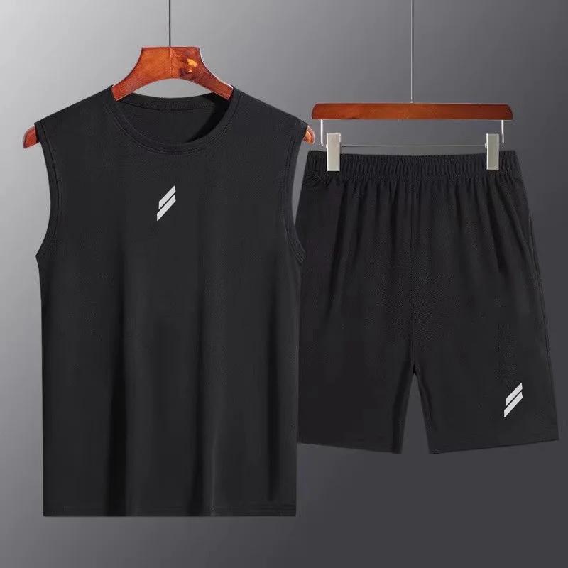 Ensemble fitness homme été - Gilet + short séchage rapide maille ventilation course
