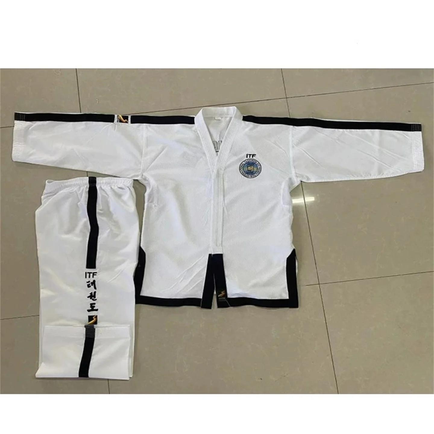 Uniforme de Taekwondo Dobok brodé, chemise et pantalon pour professeur professionnel pour adultes et