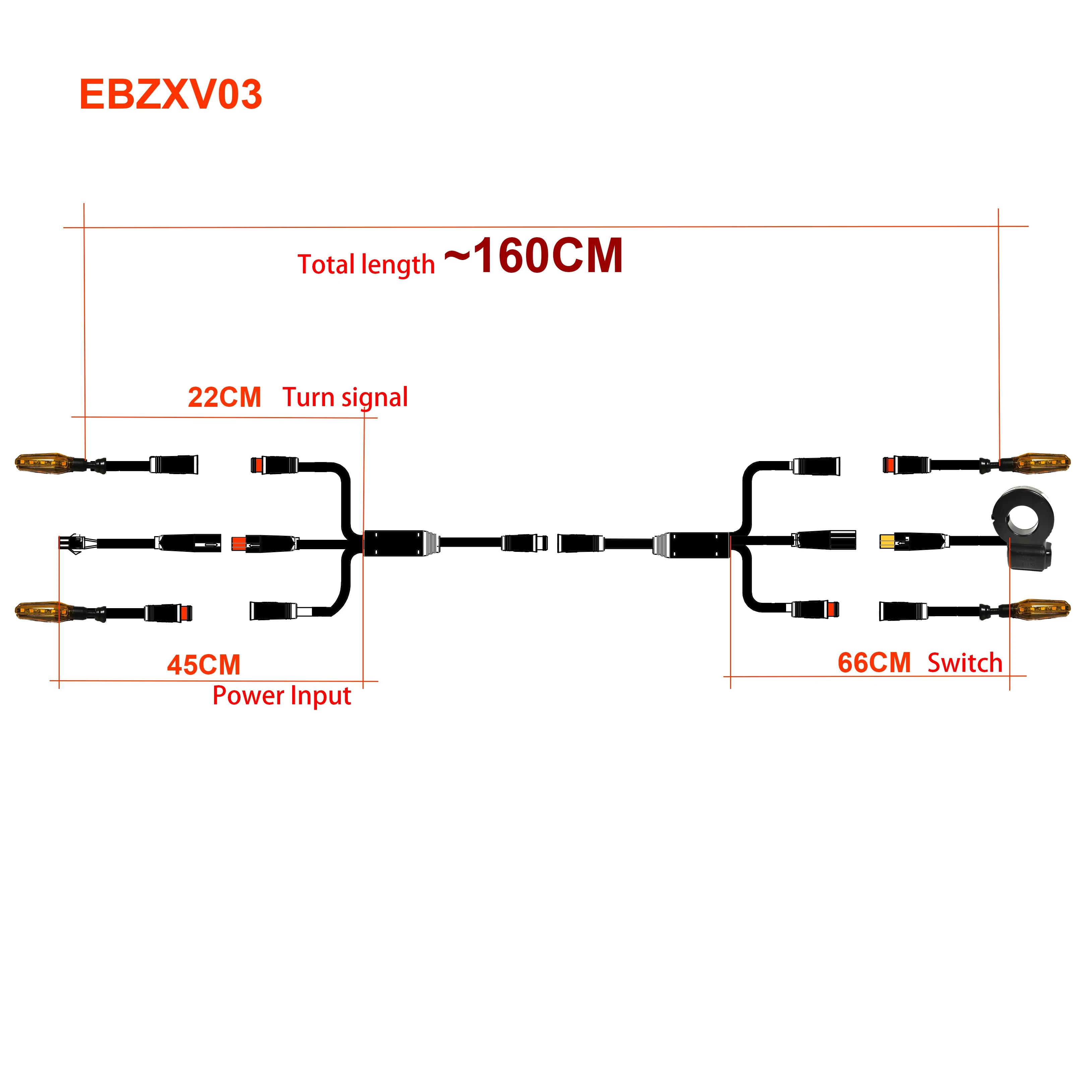 Kit de clignotants de vélo électrique IGO-E, 36V 48V52V 72V, câble étanche clignotant à flux