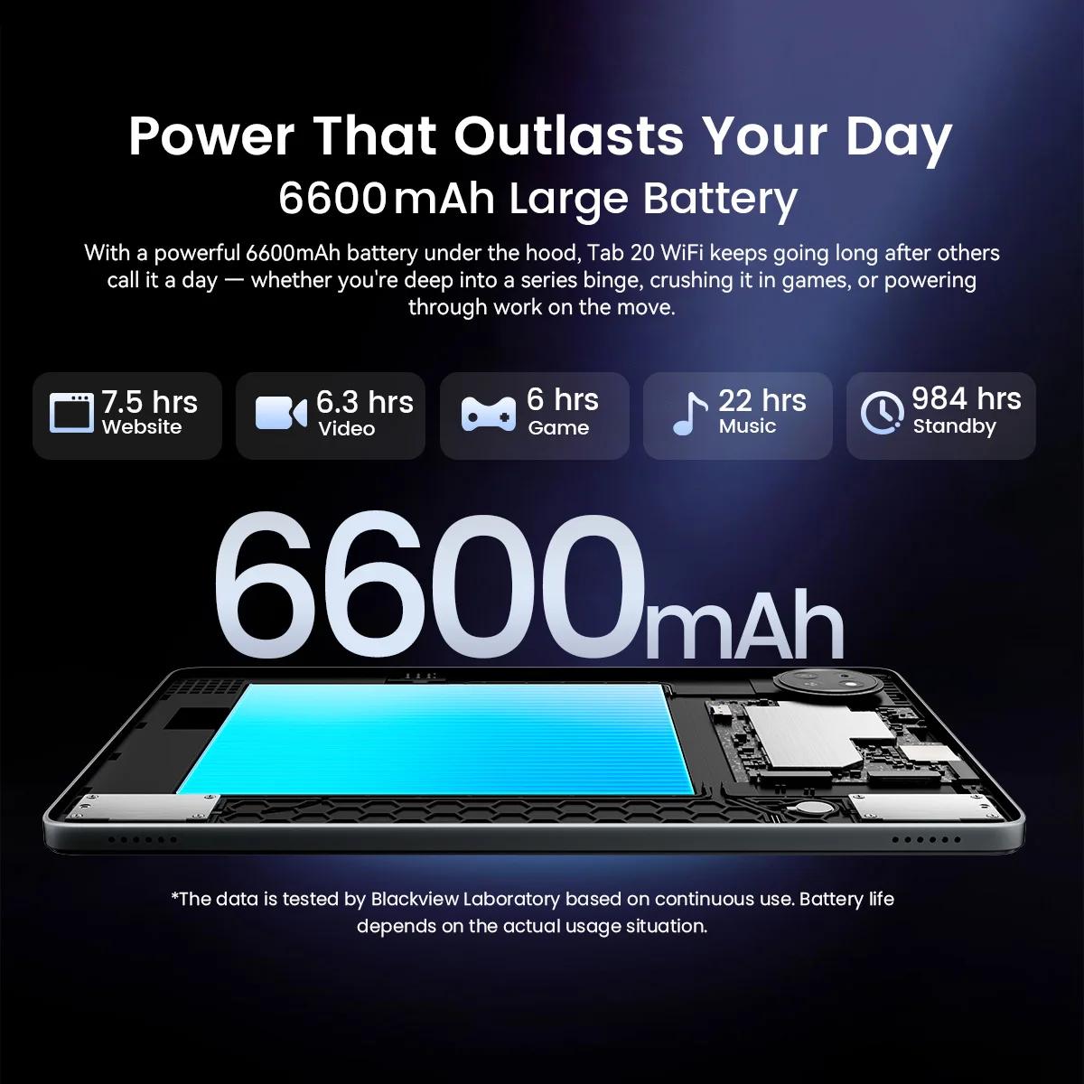 Tablette Blackview Tab 20 WIFI 10,1'' HD+ IPS Display Widevine L1 4 Go 64 Go Unisoc T310 Android 15