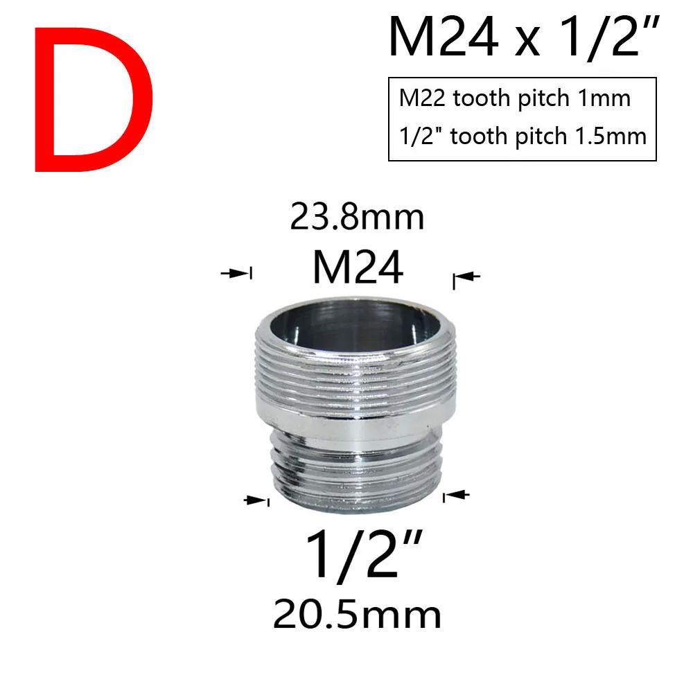 Coupleur de robinet d'eau en laiton argenté 1/2 à M16 M18 M20 M22 M24 M28, raccords de connecteur fi