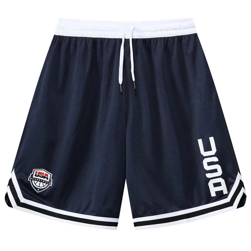 Short de basket-ball imprimé américain pour hommes, short actif, poches amples, cyclisme, exercice,