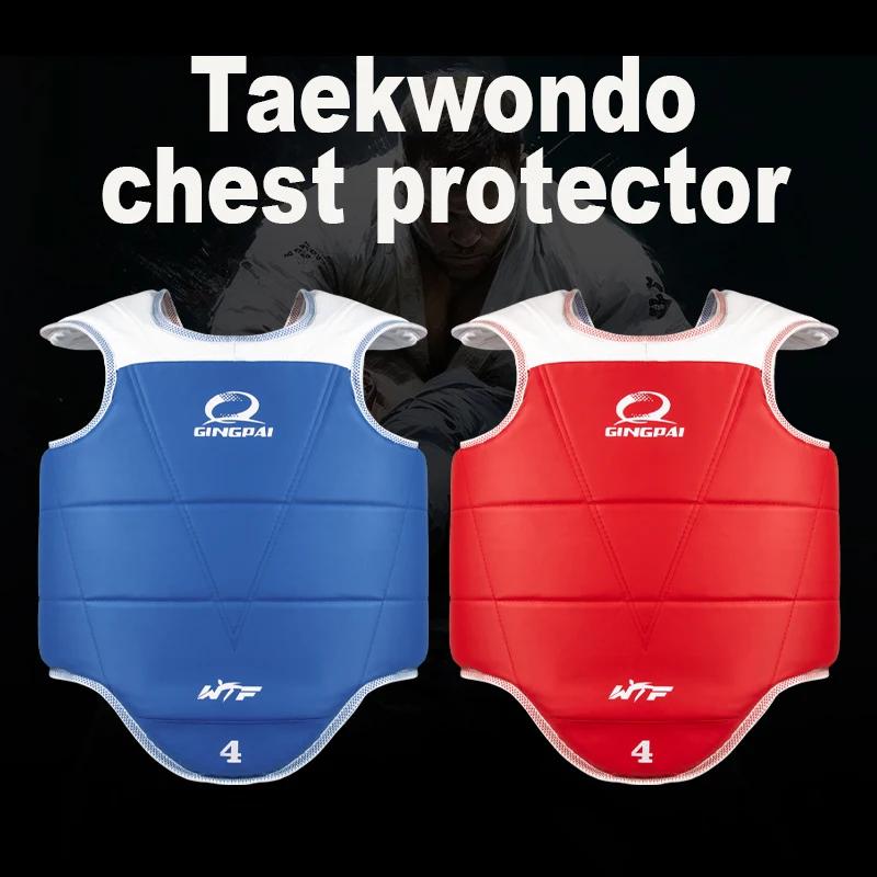 Protège-poitrine traditionnel Taekwondo enfants hommes femmes rouge bleu karaté approuvé WTF TKD