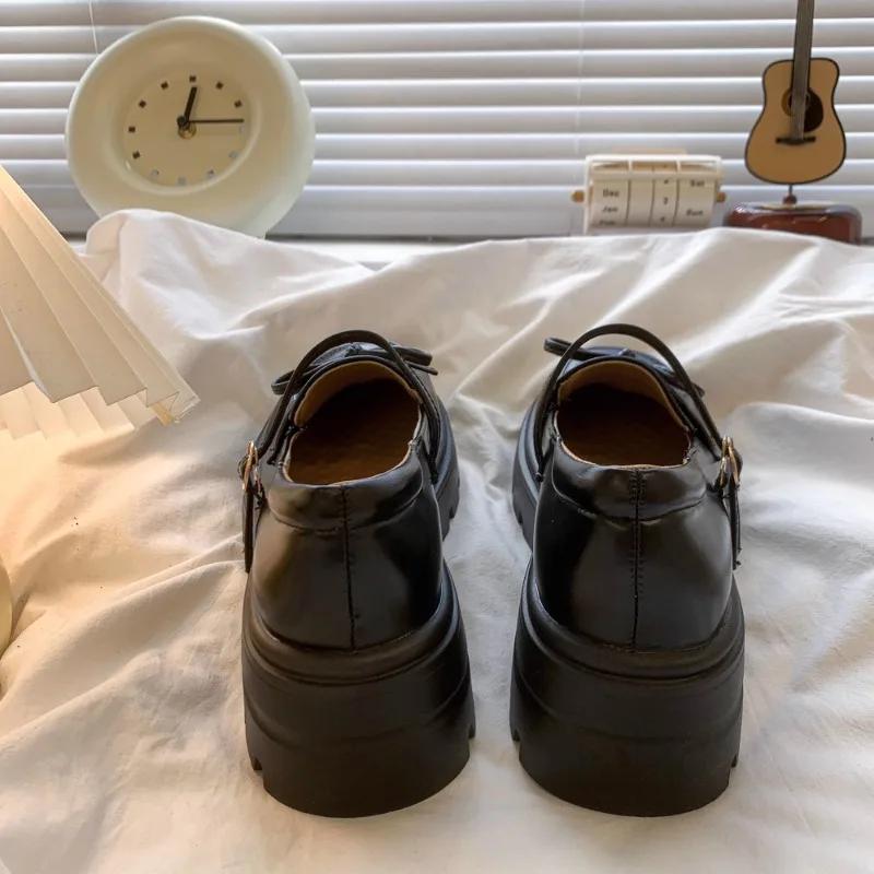 Chaussures enfants en cuir noir Mary Janes filles chaussures nœud semelle épaisse chaussures de fête