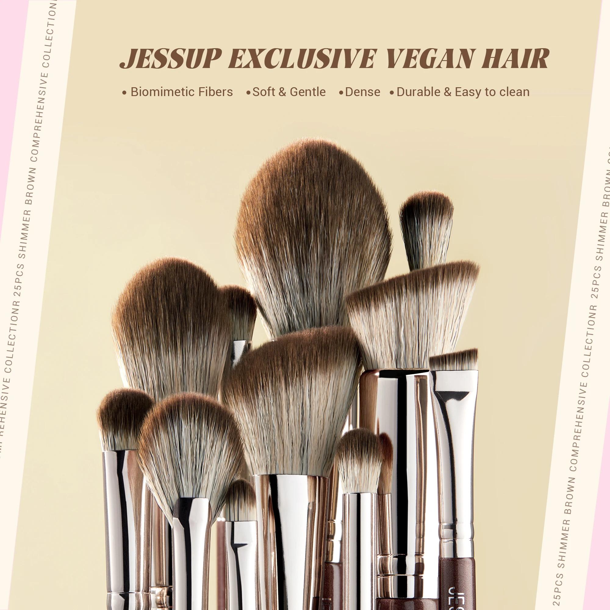 Jessup pinceaux de maquillage ensemble 15/25 pièces Premium synthétique marron pinceaux de maquillag