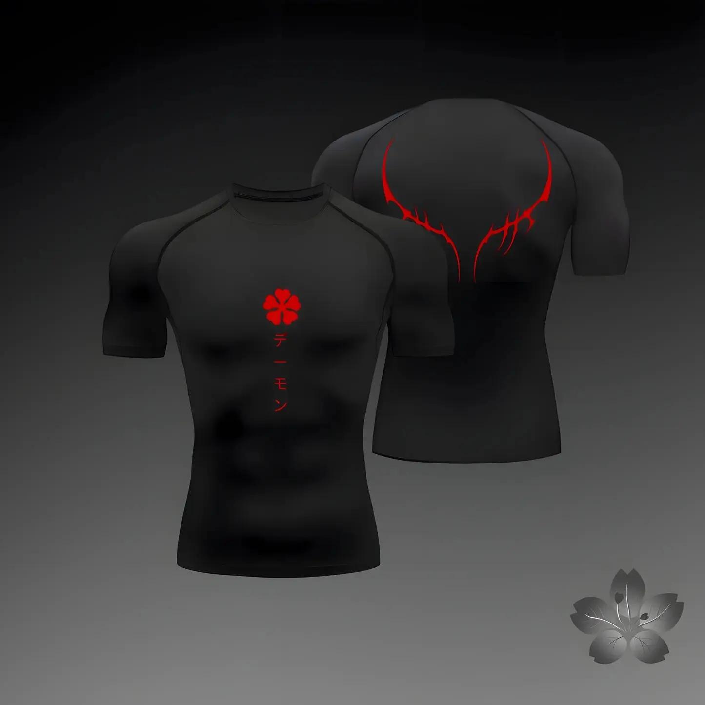 Hommes Compression chemise Anime Sport séchage rapide t-shirts de gymnastique Fitness athlétique sou