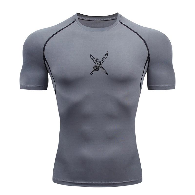 T-shirt compression homme anime graphique - Haut sportif séchage rapide protection éruptions