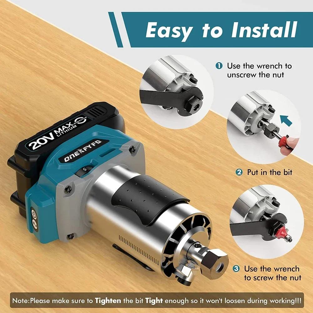 Makita-Tondeuse à main électrique sans balais à 5 vitesses, toupie à bois sans fil, travail de calcu