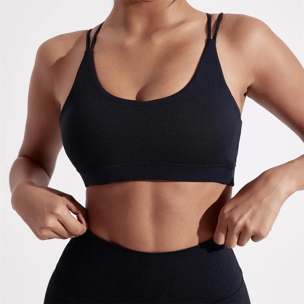 Soutien-gorge de sport résistant aux chocs pour femme, haut de fitness, doux et serré, entraînement
