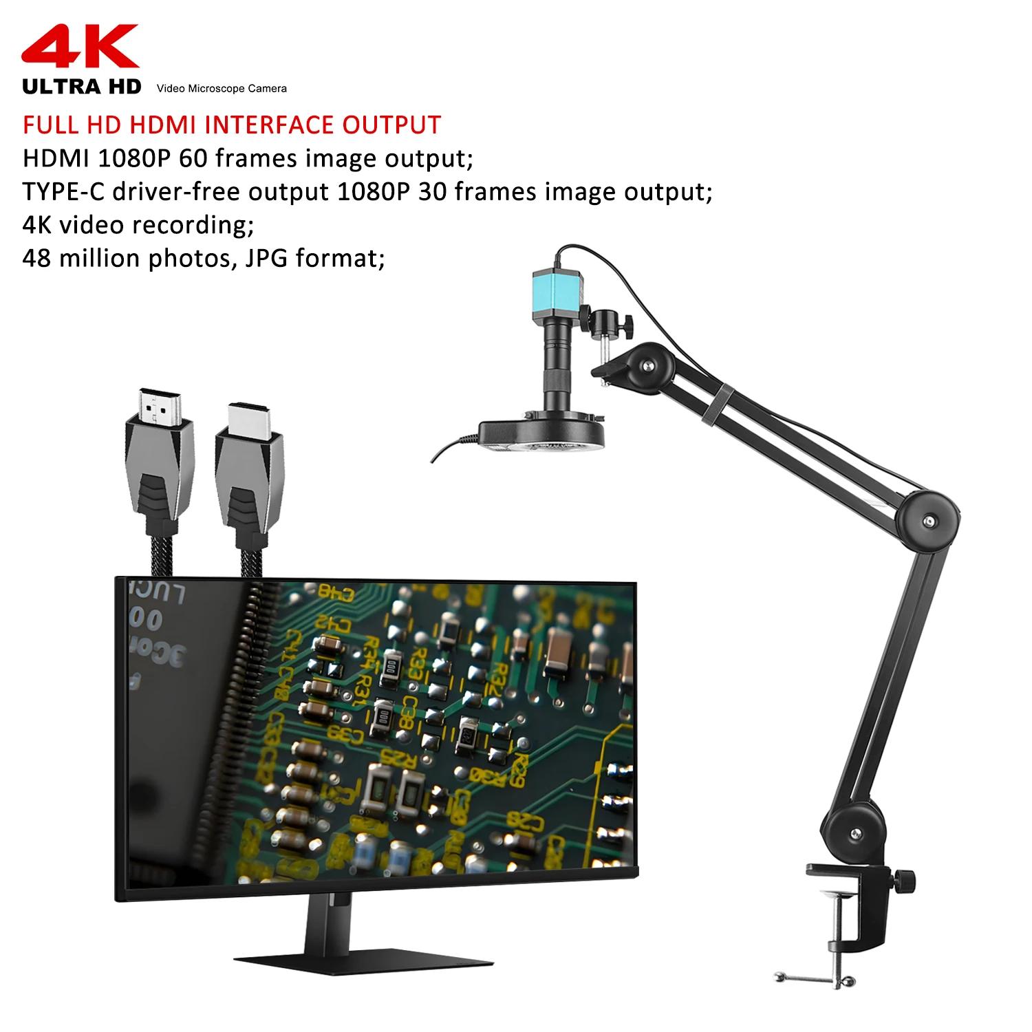 Microscope numérique pour l'électronique, caméras industrielles USB, HDMI, n'aime 1-150X, objectif à