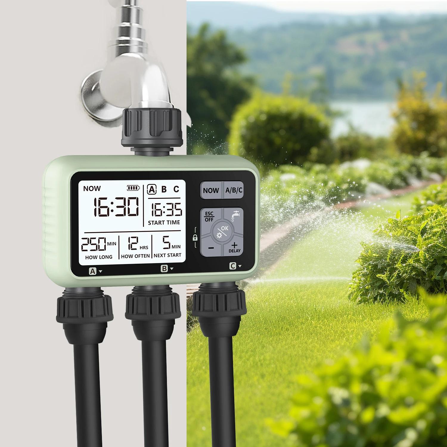 Eshico-Arroseur de jardin numérique, minuterie d'eau à 3 sorties, programme de contrôle indépendant,