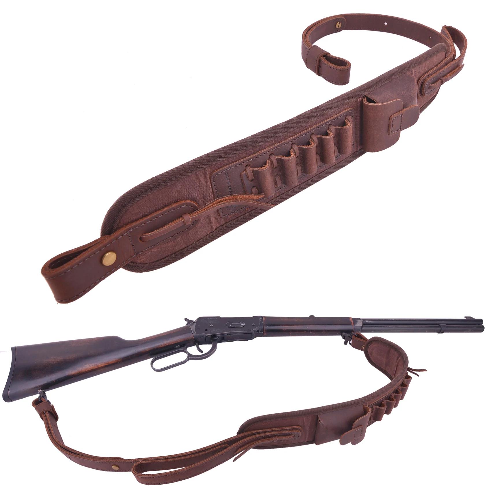 Sangle de transport en cuir pour fusil de chasse, écharpe de munitions, ceinture de odorréglable pou