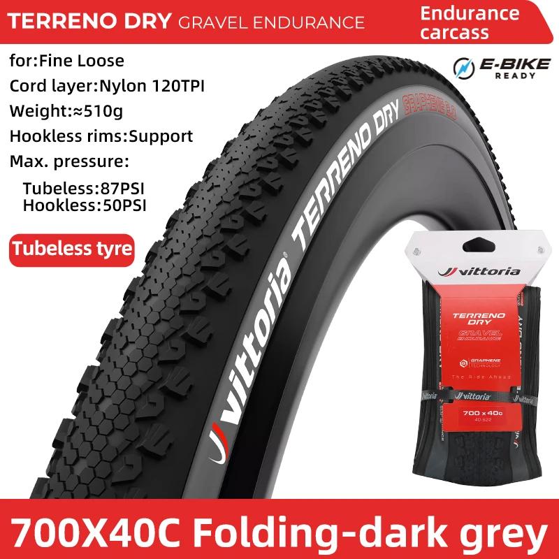 Pneu de vélo de route sans chambre à air Vittoria 700x33C/37C/40C TERRENO DRY Gravel Endurance 120TP