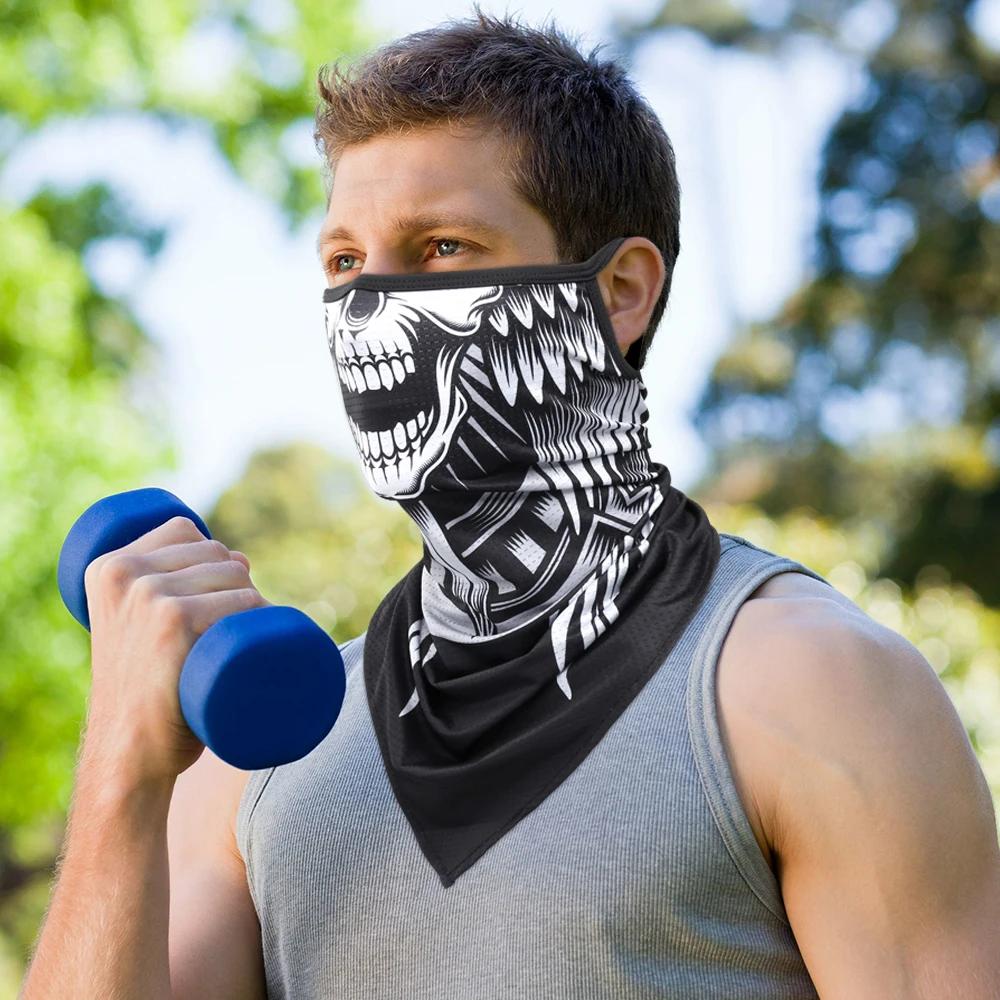 Bandana d'été tête de mort 3D pour hommes et femmes, écharpe triangle, cyclisme, randonnée, chasse,